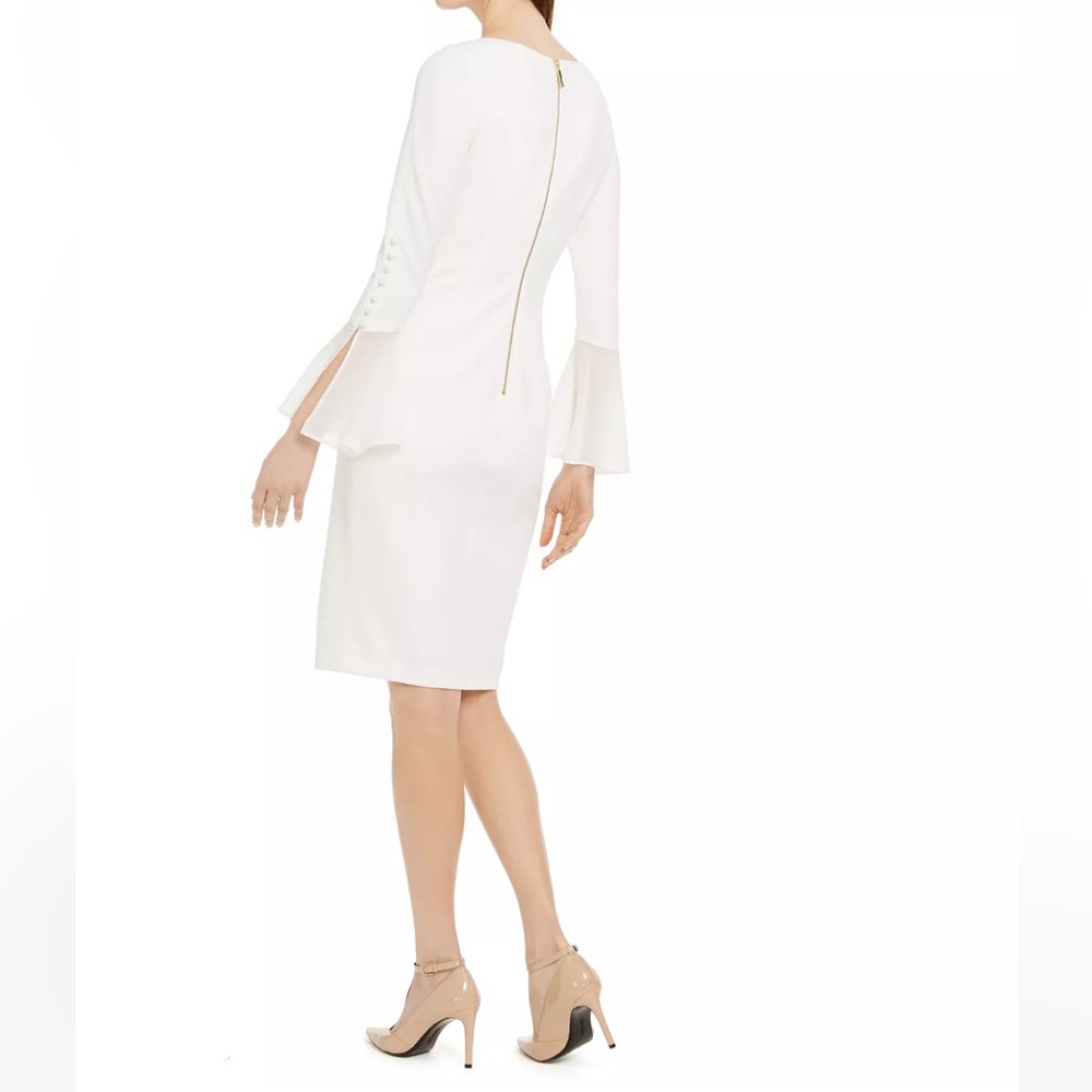NWT Calvin Klein Chiffon Bell Sleeve Dress - Picture 4 of 12